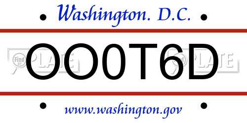 OO0T6D District Of Columbia License Plate