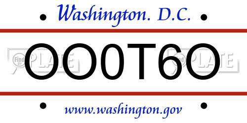 OO0T6O District Of Columbia License Plate