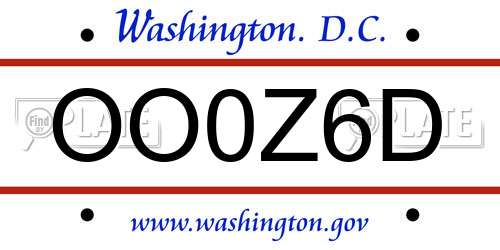 OO0Z6D District Of Columbia License Plate
