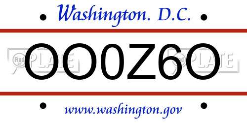 OO0Z6O District Of Columbia License Plate
