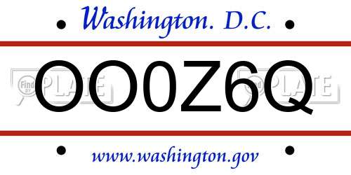 OO0Z6Q District Of Columbia License Plate
