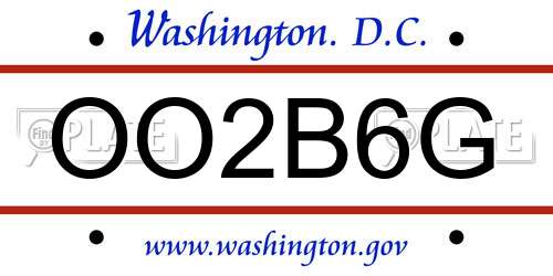 OO2B6G District Of Columbia License Plate