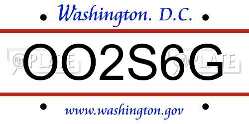 OO2S6G District Of Columbia License Plate