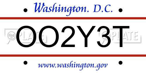 OO2Y3T District Of Columbia License Plate