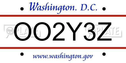 OO2Y3Z District Of Columbia License Plate
