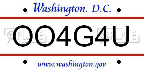 OO4G4U District Of Columbia License Plate