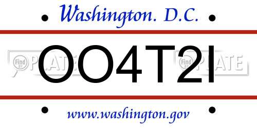 OO4T2I District Of Columbia License Plate