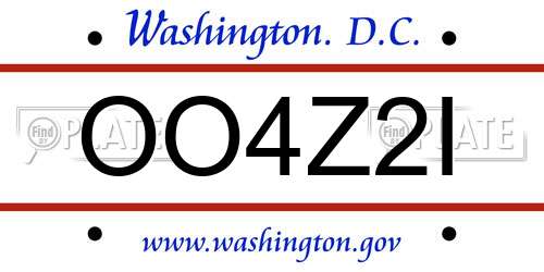 OO4Z2I District Of Columbia License Plate
