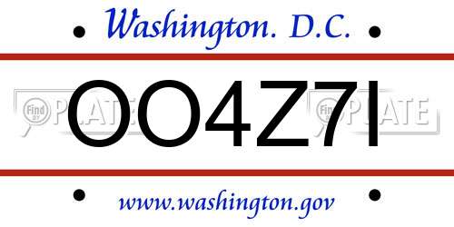 OO4Z7I District Of Columbia License Plate