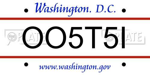 OO5T5I District Of Columbia License Plate