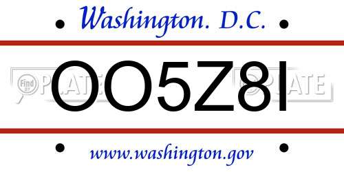 OO5Z8I District Of Columbia License Plate