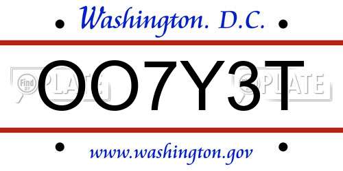 OO7Y3T District Of Columbia License Plate