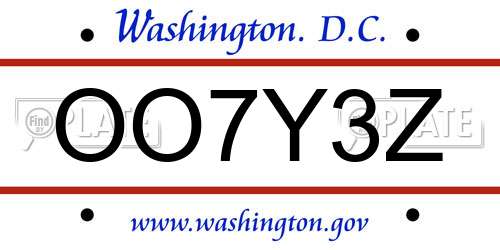 OO7Y3Z District Of Columbia License Plate