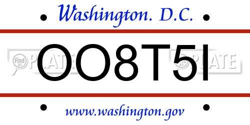 OO8T5I District Of Columbia License Plate