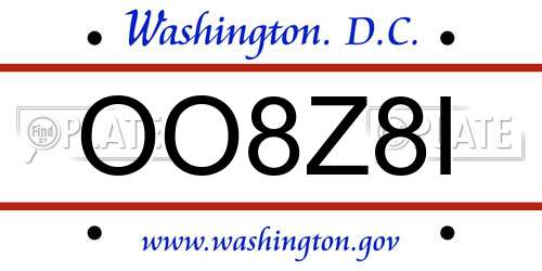 OO8Z8I District Of Columbia License Plate