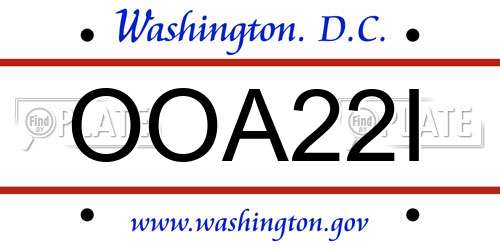 OOA22I District Of Columbia License Plate
