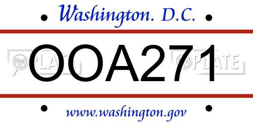 OOA271 District Of Columbia License Plate