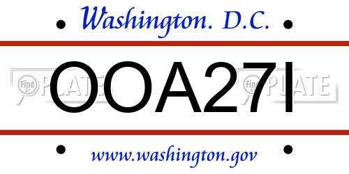 OOA27I District Of Columbia License Plate