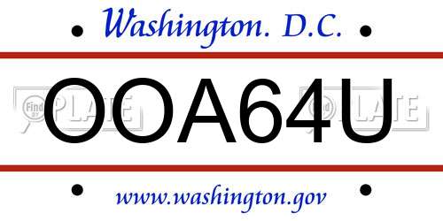 OOA64U District Of Columbia License Plate