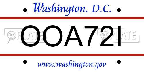 OOA72I District Of Columbia License Plate