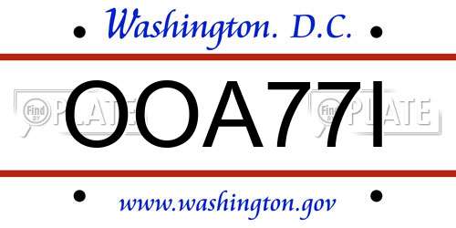 OOA77I District Of Columbia License Plate
