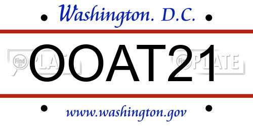 OOAT21 District Of Columbia License Plate