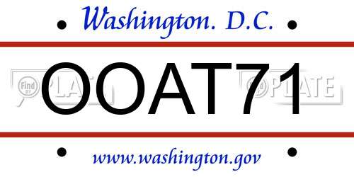 OOAT71 District Of Columbia License Plate