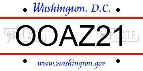 OOAZ21 District Of Columbia License Plate