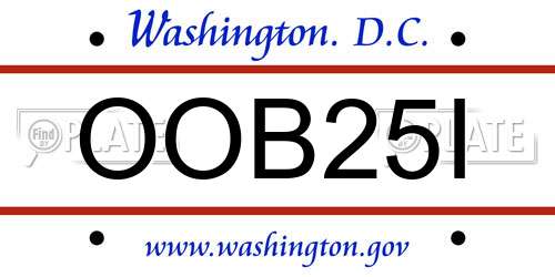 OOB25I District Of Columbia License Plate