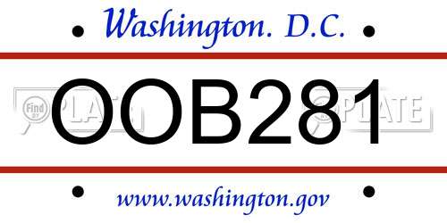 OOB281 District Of Columbia License Plate