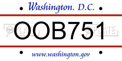 OOB751 District Of Columbia License Plate