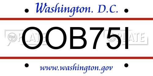 OOB75I District Of Columbia License Plate