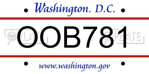 OOB781 District Of Columbia License Plate