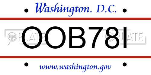 OOB78I District Of Columbia License Plate