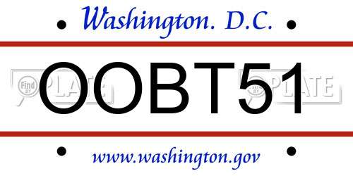 OOBT51 District Of Columbia License Plate