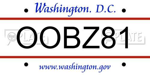 OOBZ81 District Of Columbia License Plate