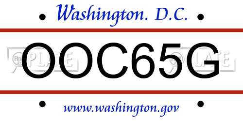 OOC65G District Of Columbia License Plate