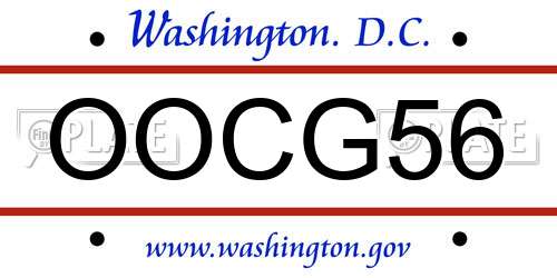 OOCG56 District Of Columbia License Plate