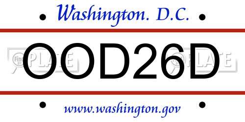 OOD26D District Of Columbia License Plate