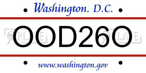 OOD26O District Of Columbia License Plate