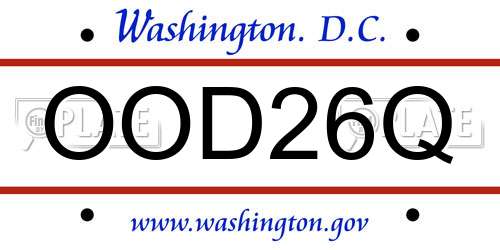 OOD26Q District Of Columbia License Plate