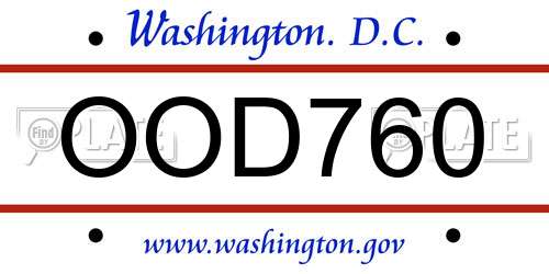 OOD760 District Of Columbia License Plate