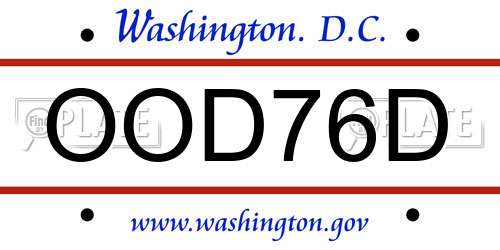 OOD76D District Of Columbia License Plate