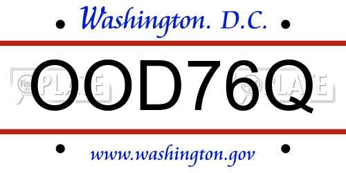 OOD76Q District Of Columbia License Plate