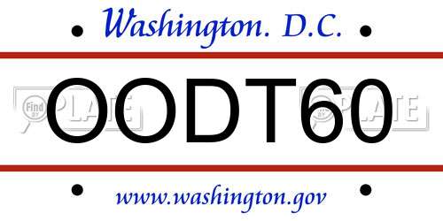 OODT60 District Of Columbia License Plate