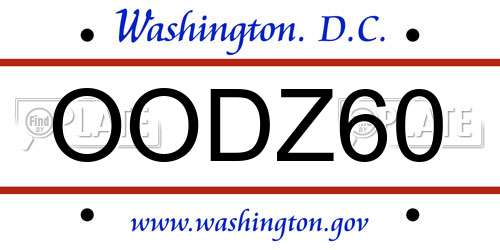 OODZ60 District Of Columbia License Plate