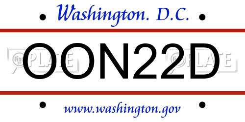 OON22D District Of Columbia License Plate