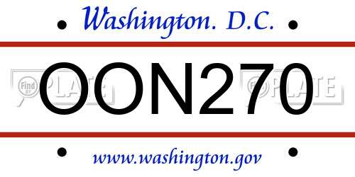 OON270 District Of Columbia License Plate