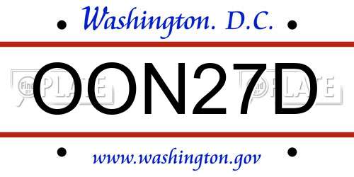 OON27D District Of Columbia License Plate