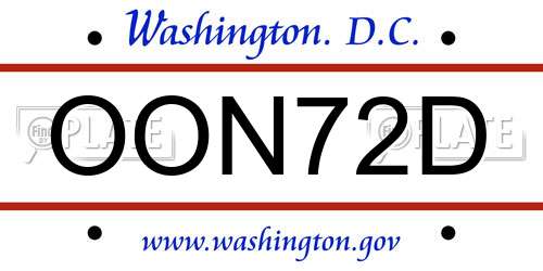 OON72D District Of Columbia License Plate
